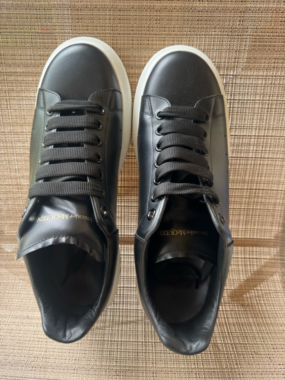 Alexander McQueen Black Leather Sneakers with White Sole - Picture 3 of 5